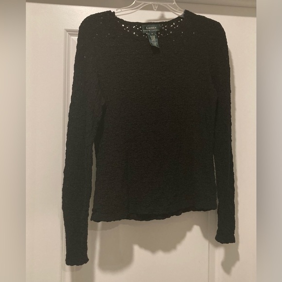 Lauren Ralph Lauren black open knit pullover sweater - Picture 5 of 5